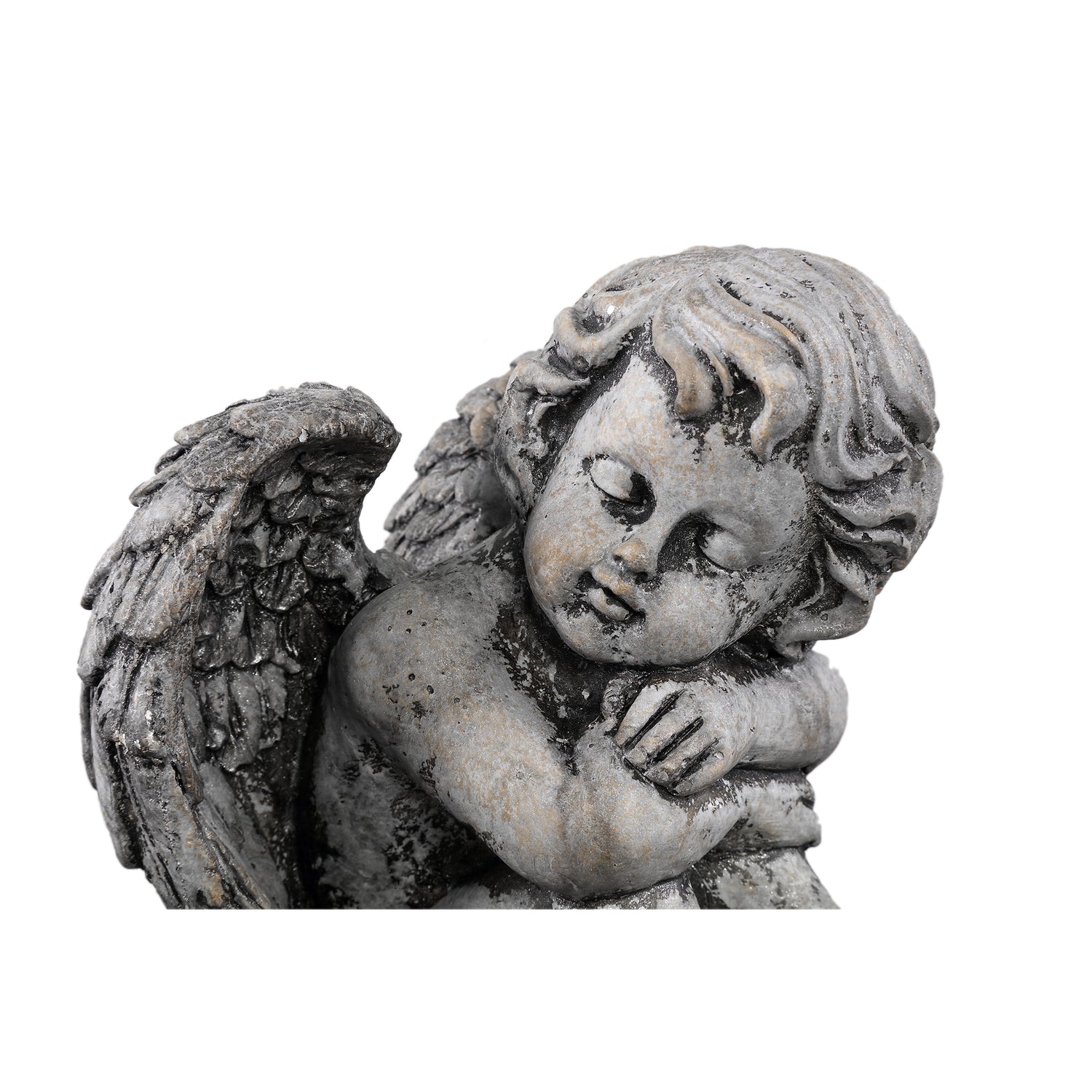 Chrisann Grey Cement Sitting Angel Statue Set Of 2