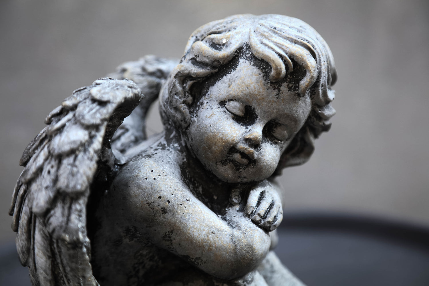 Chrisann Grey Cement Sitting Angel Statue Set Of 2