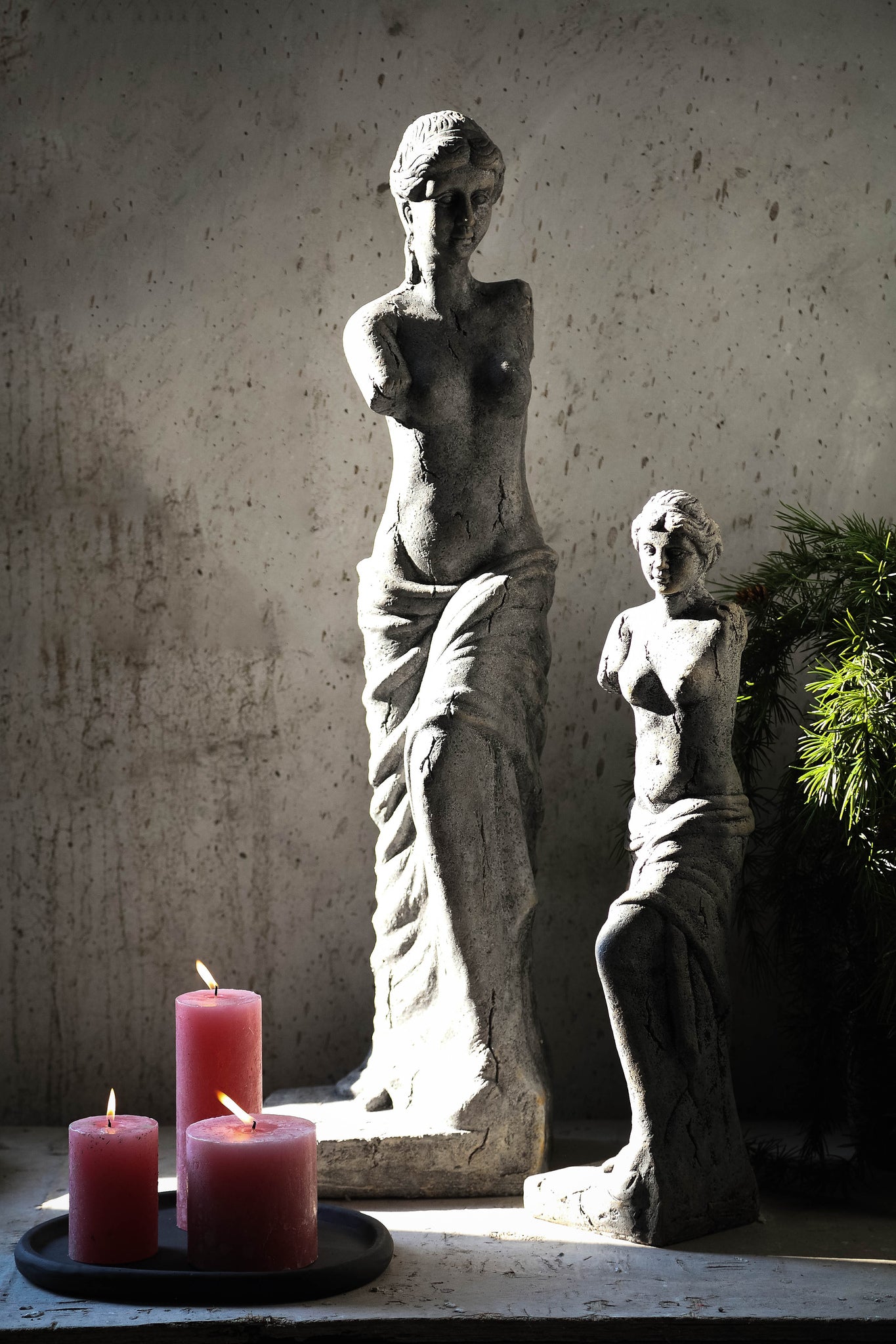 Olivette Black Cement Women Statue S