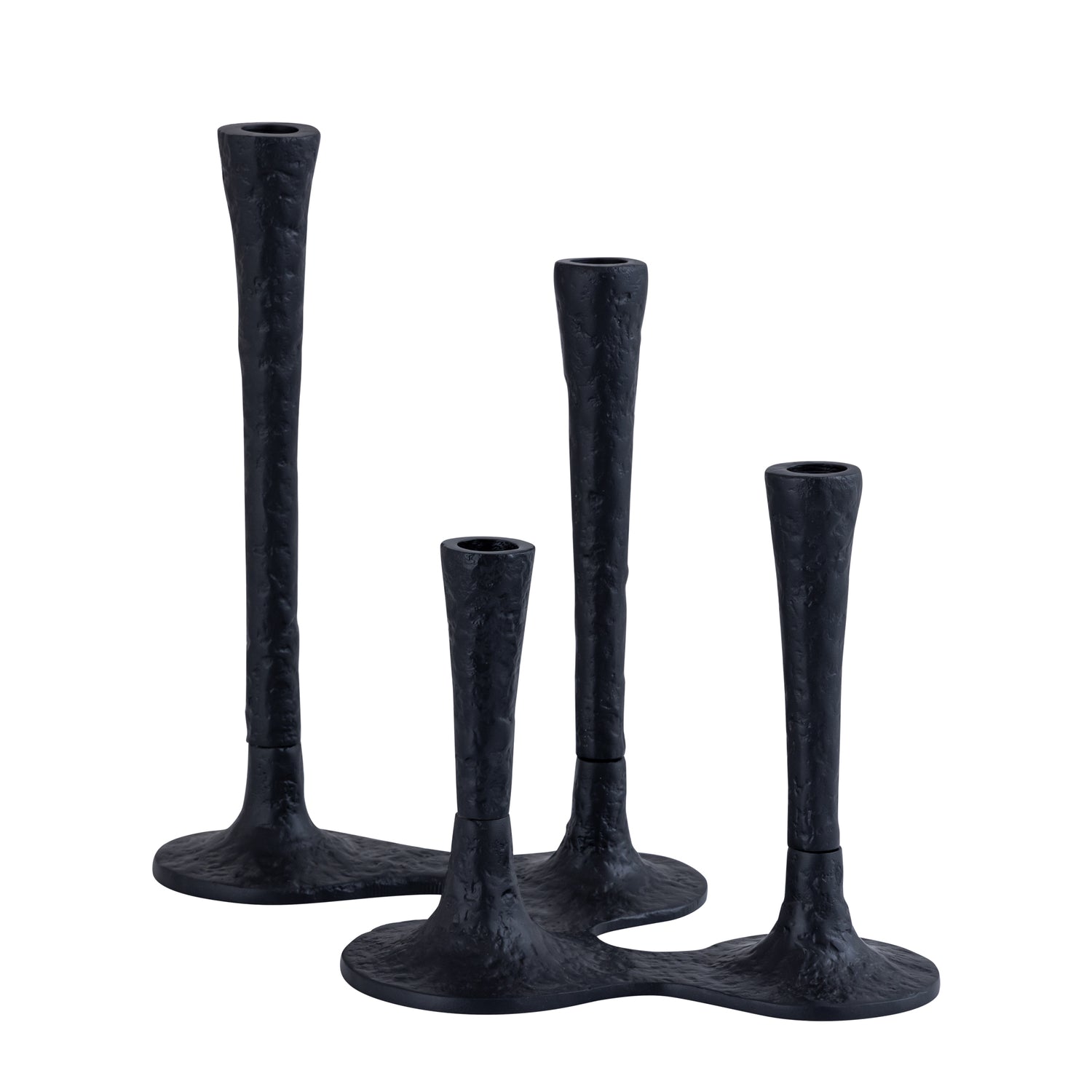 Lynette Black Casted Alu Candleholder Rounds Base