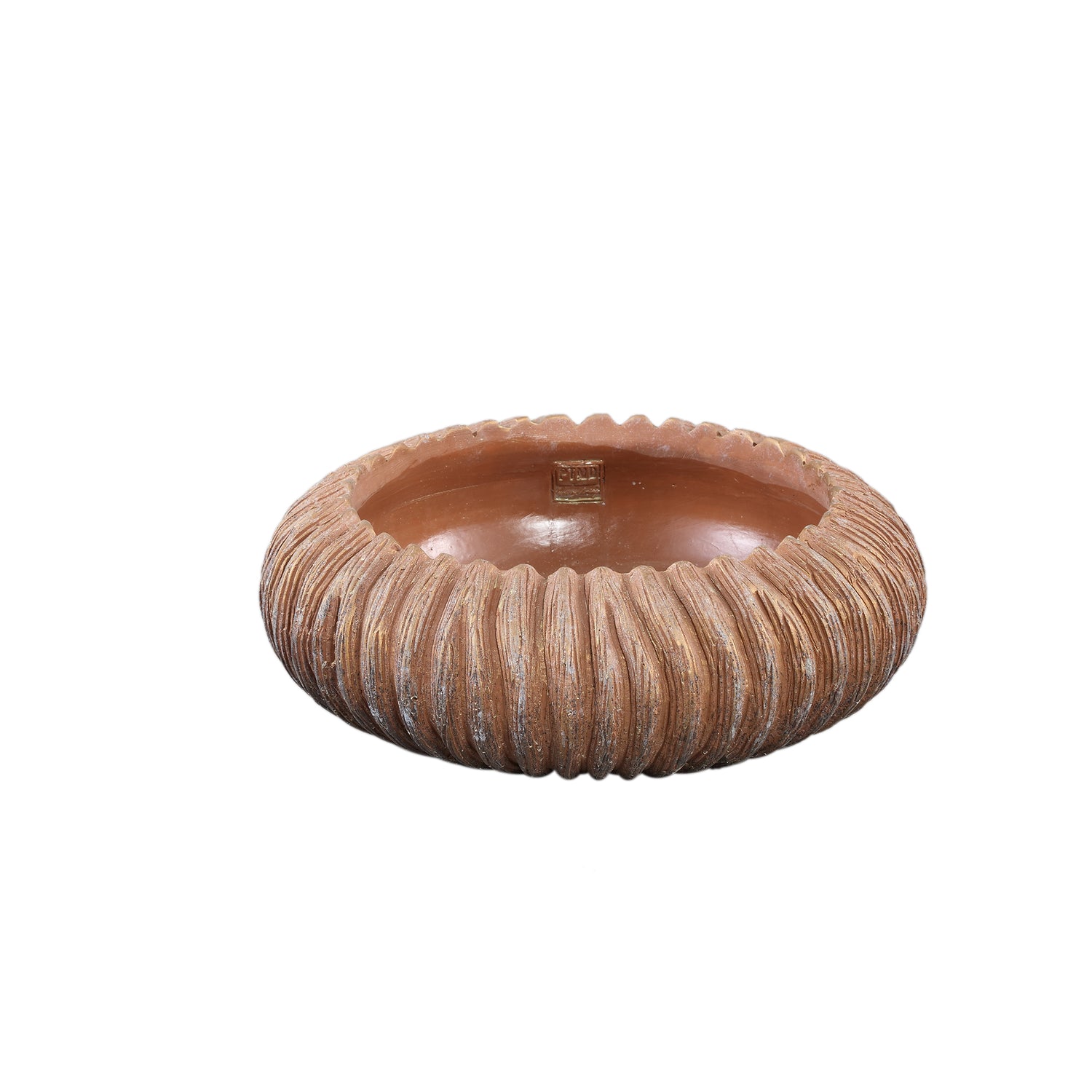 Revil Copper Cement Pot Round With Stripes Low M