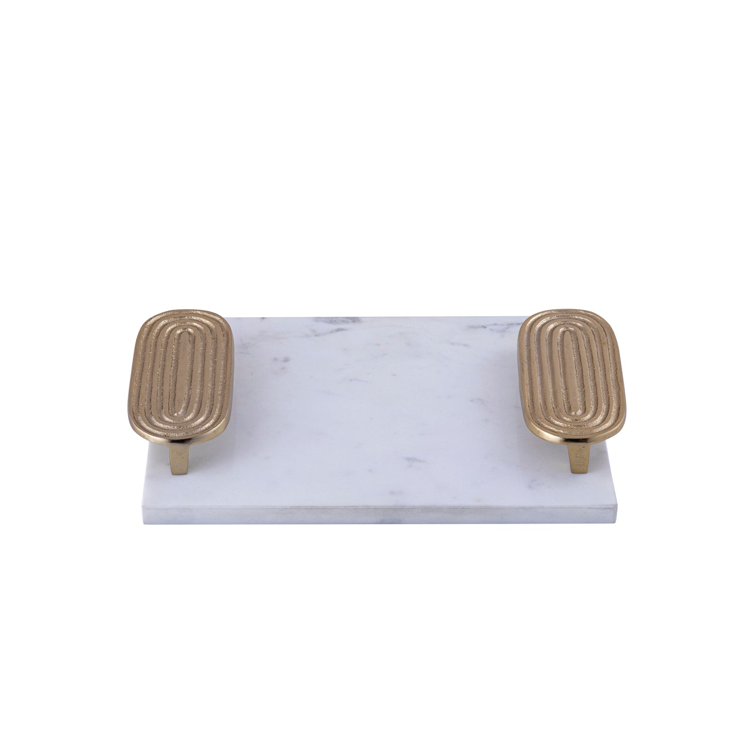 Dez White Marble Rectangle Tray Golden Handles S