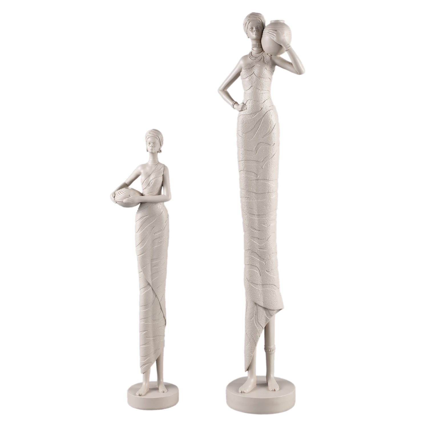 Rafah Clay Poly Woman Statue Holding Pot Shoulder