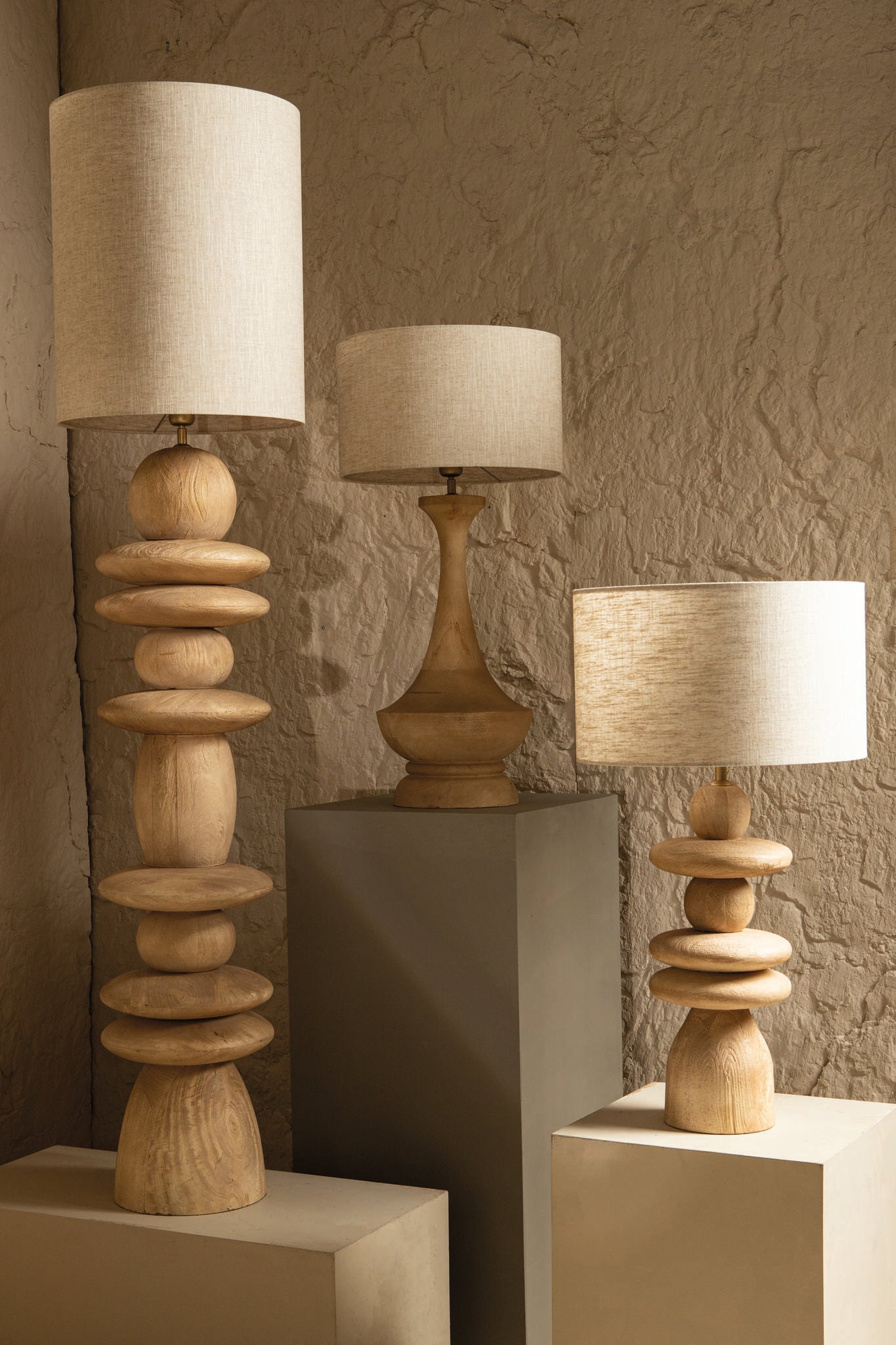 Callain Natural Mango Wood Table Lamp Base Round