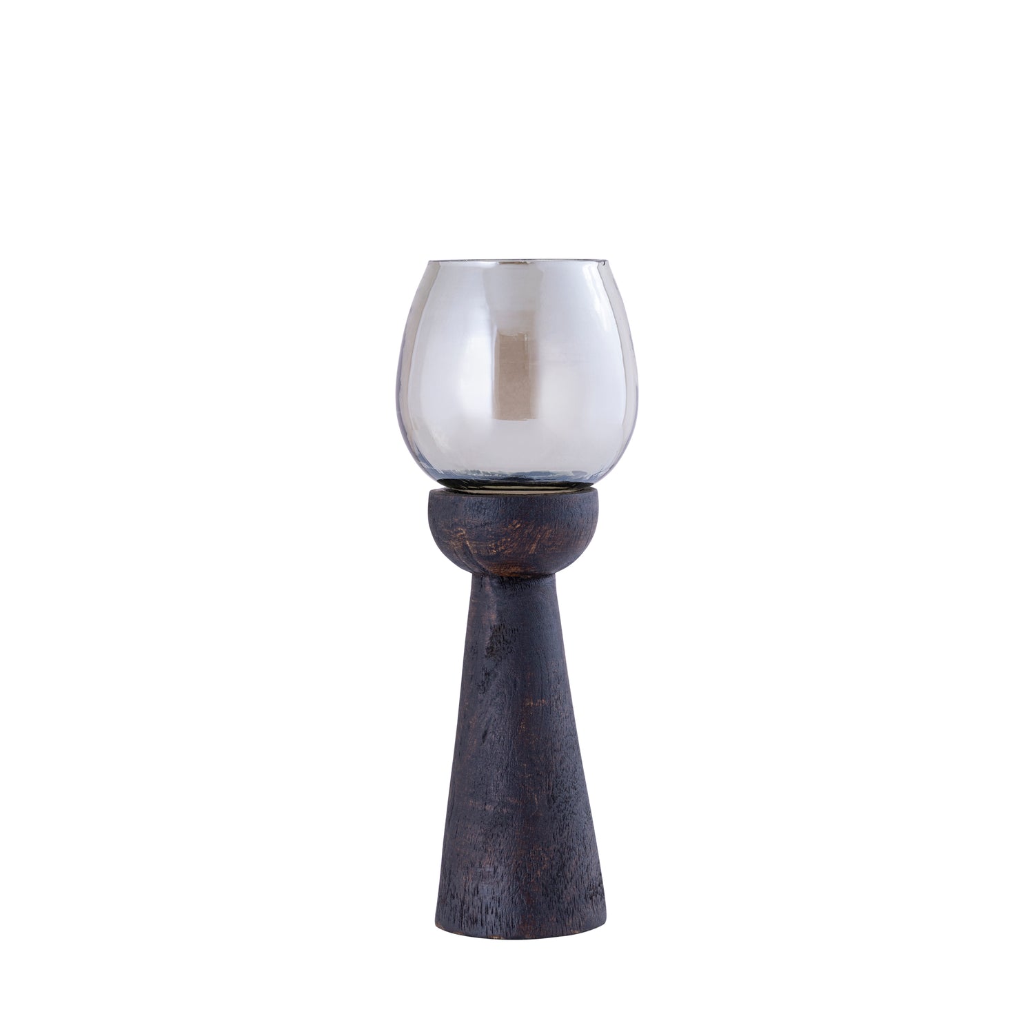 Qez Brown Mango Wood Stormlight Luster Glass M