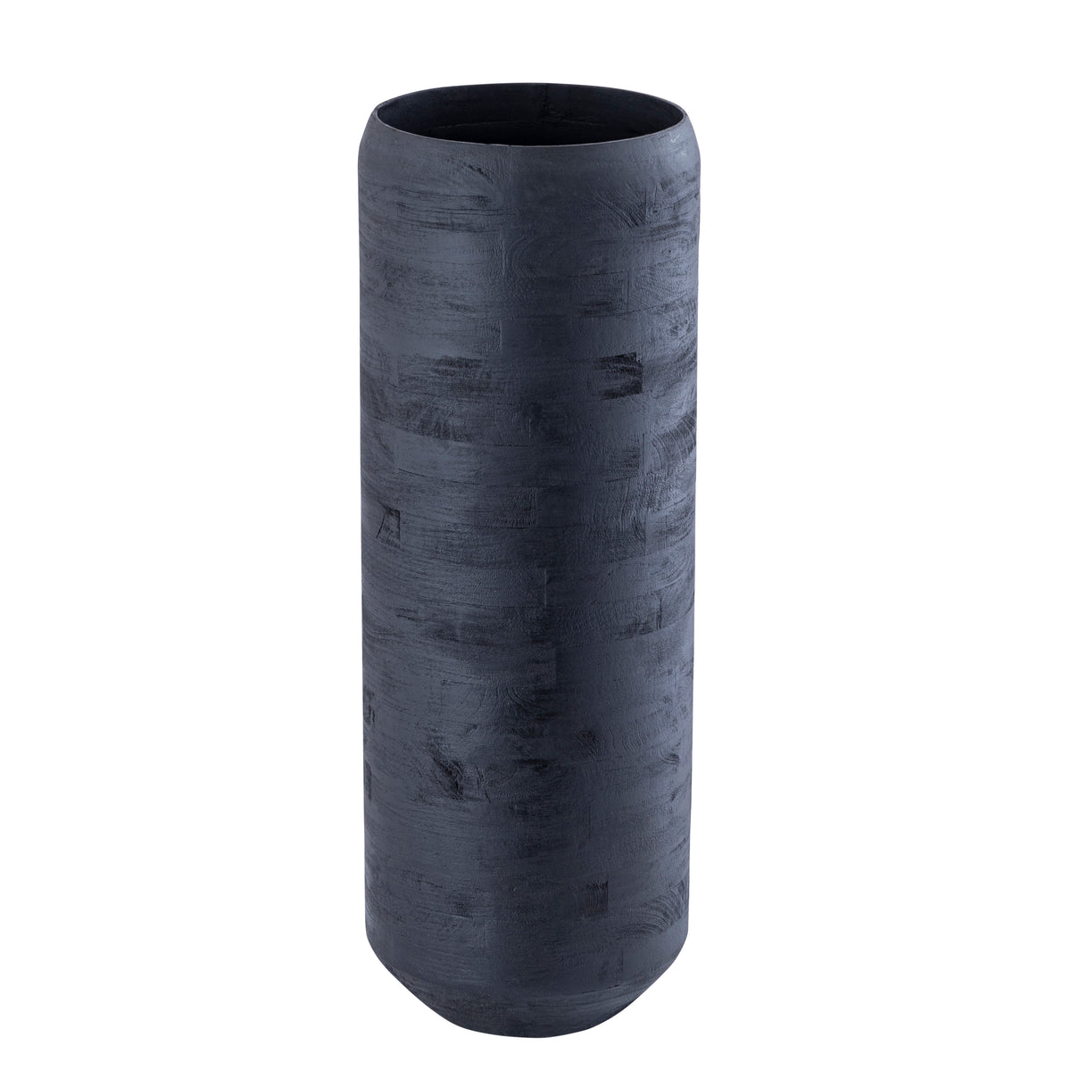 Gerd Black Mango Wood Pot Rounded Border L