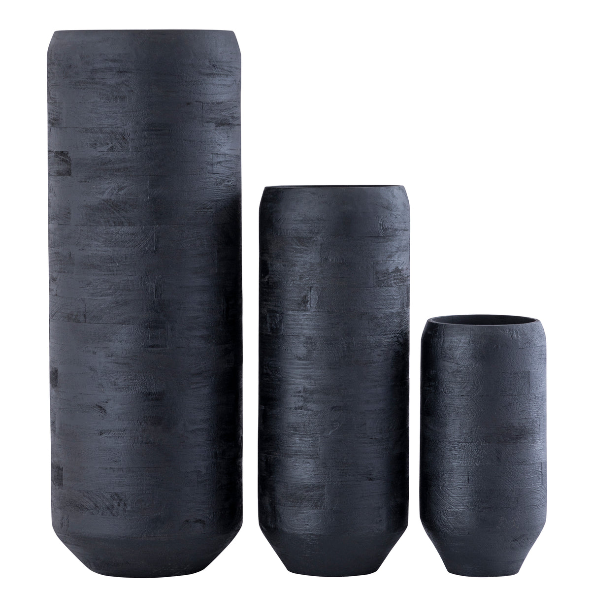 Gerd Black Mango Wood Pot Rounded Border L