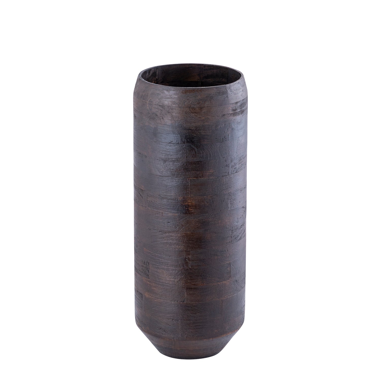 Gerd Brown Mango Wood Pot Rounded Border M