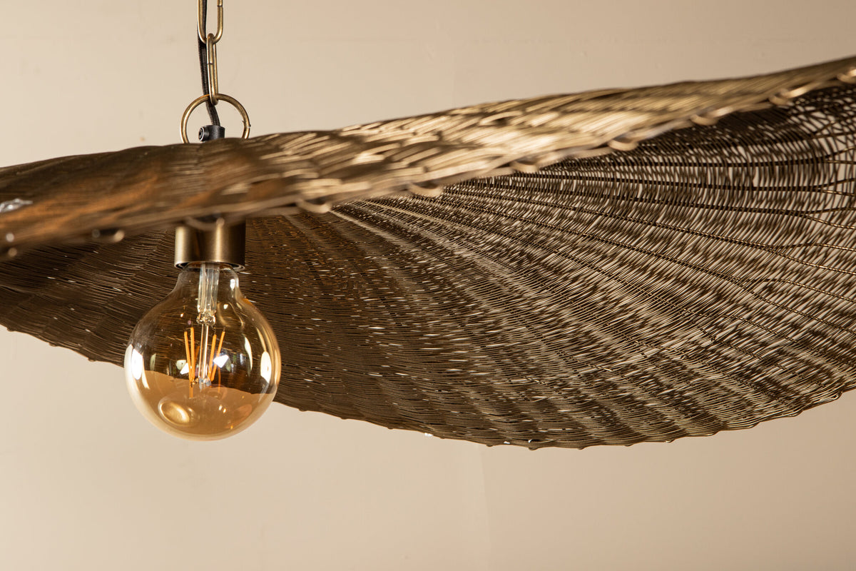 Shauney Gold Iron Wavy Hanging Lamp Round L