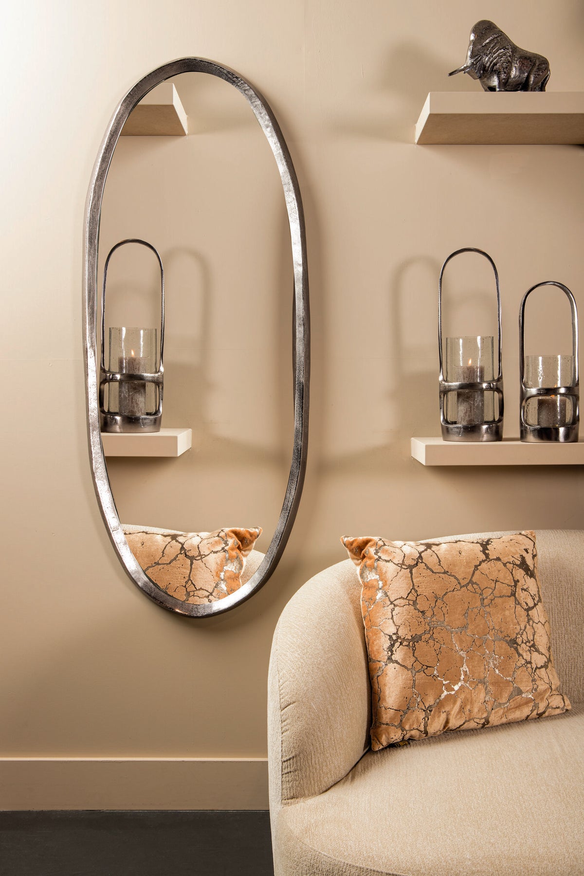 Limera Nickel Alu Oval Mirror Irregular Border M