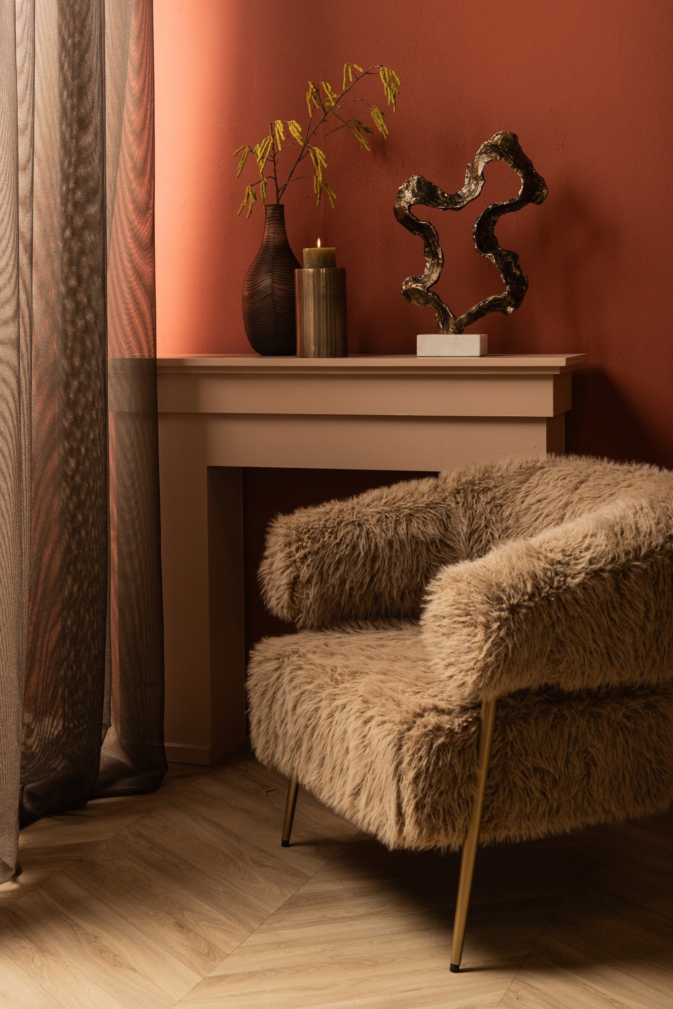 Maryan Brass Shaped Alu Casted Statue Marble BaseL