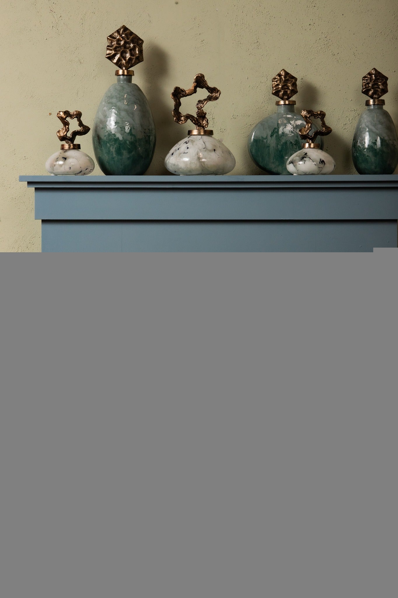 Cherisee Green Glass Statue Brass Lid Wide