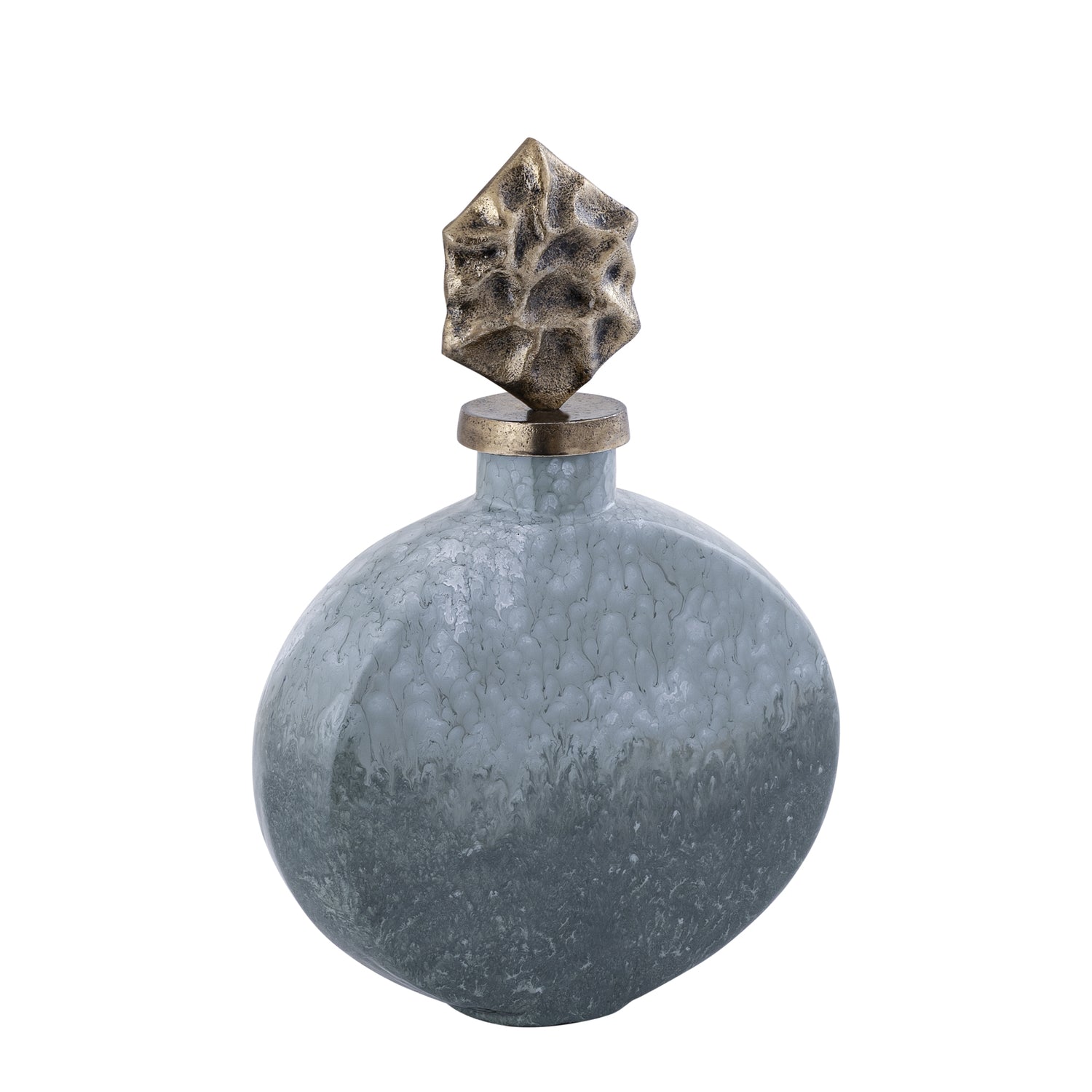 Cherisee Green Glass Statue Brass Lid Wide