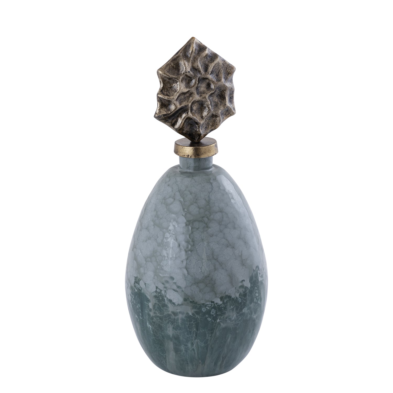 Cherisee Green Glass Statue Brass Lid High