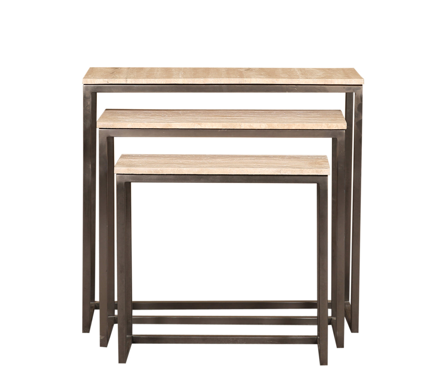 Zoah Black Travertine Rectangle Sidetable Set van 3