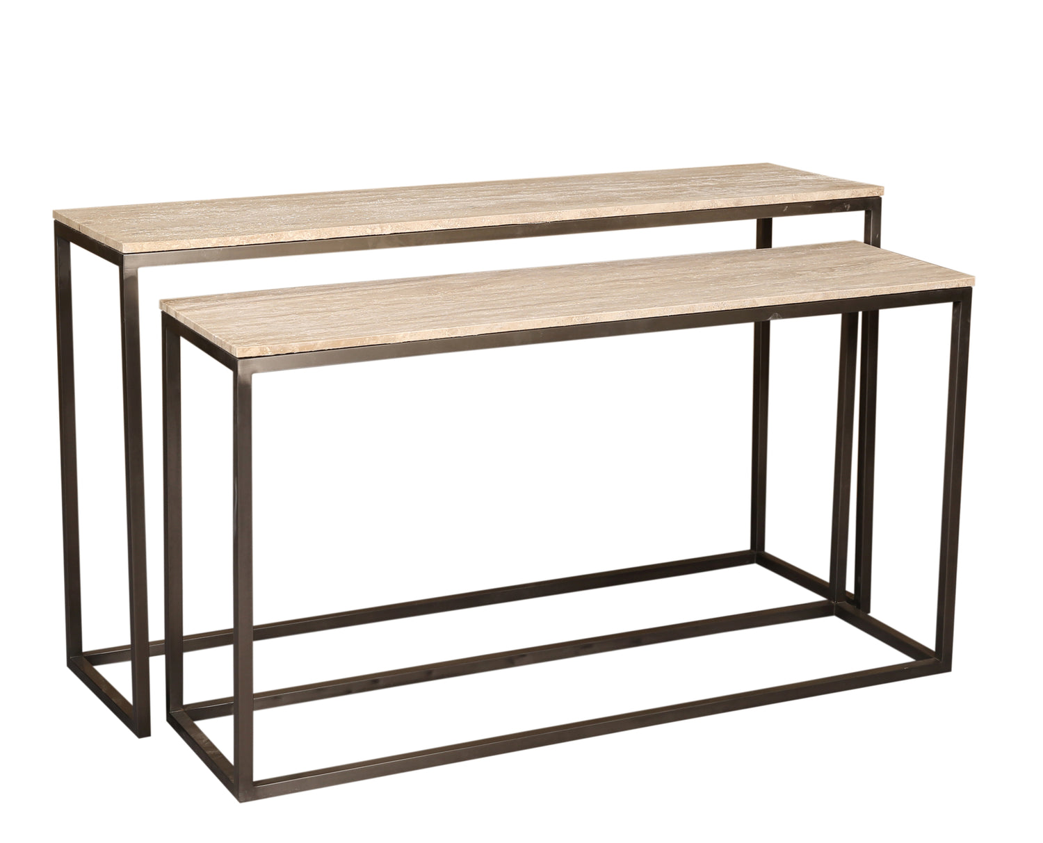 Zoah Black Travertine Rectangle Sidetable Set van 2