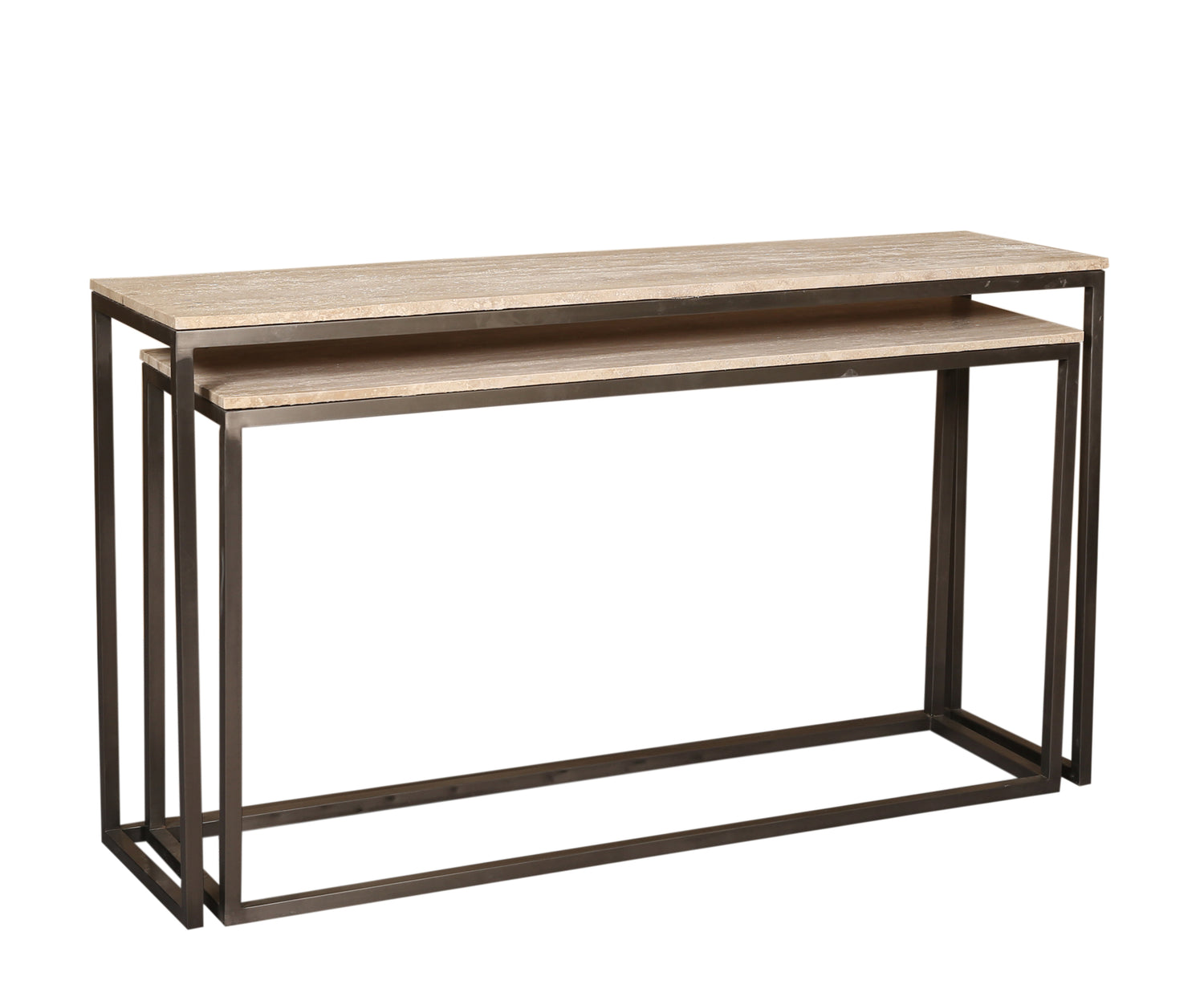 Zoah Black Travertine Rectangle Sidetable Set van 2