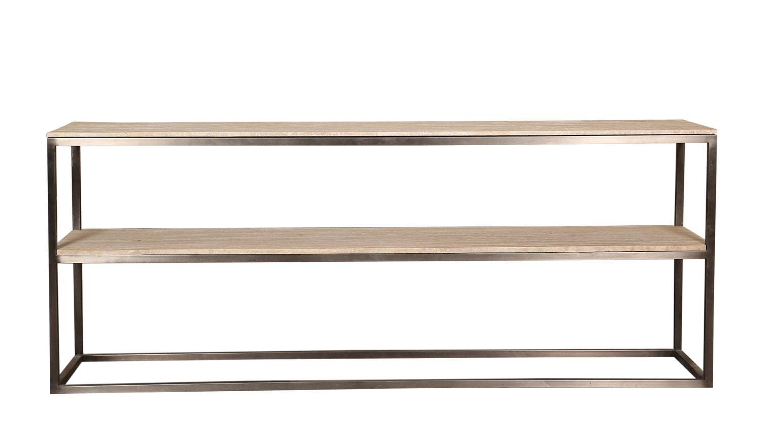 Zoah Black Travertine Double Level Sidetable