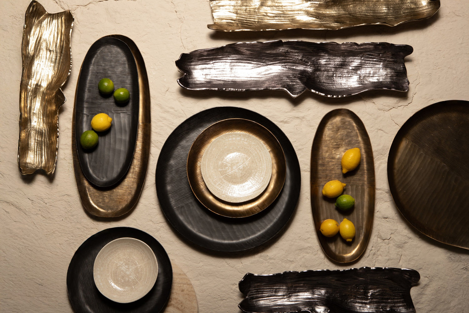 Jowad Antique Gold Alu Sheet Bowl Ribbed Round L