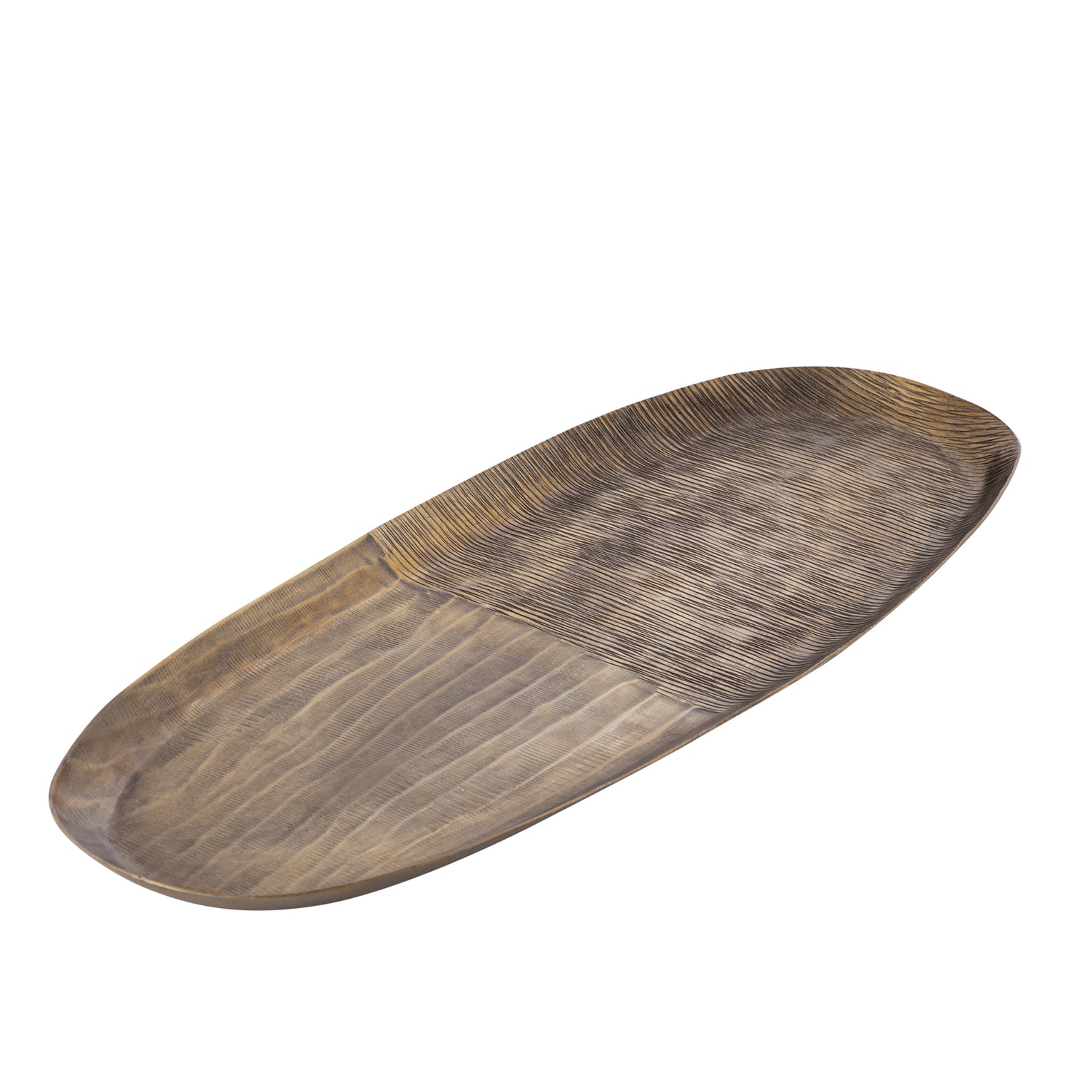 Jowad Antique Gold Alu Sheet Bowl Ribbed Oval L