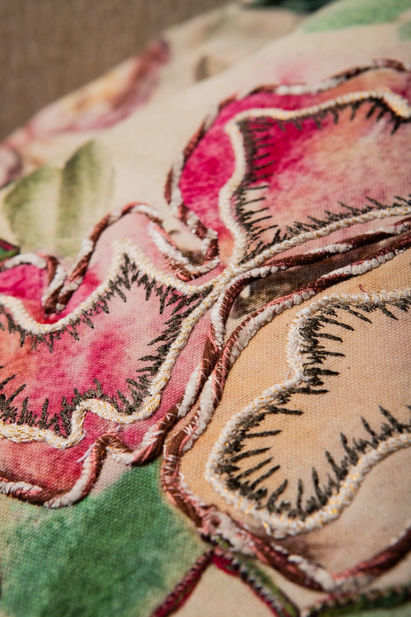 Ayumi Pink Square Cotton Cushion Abstract