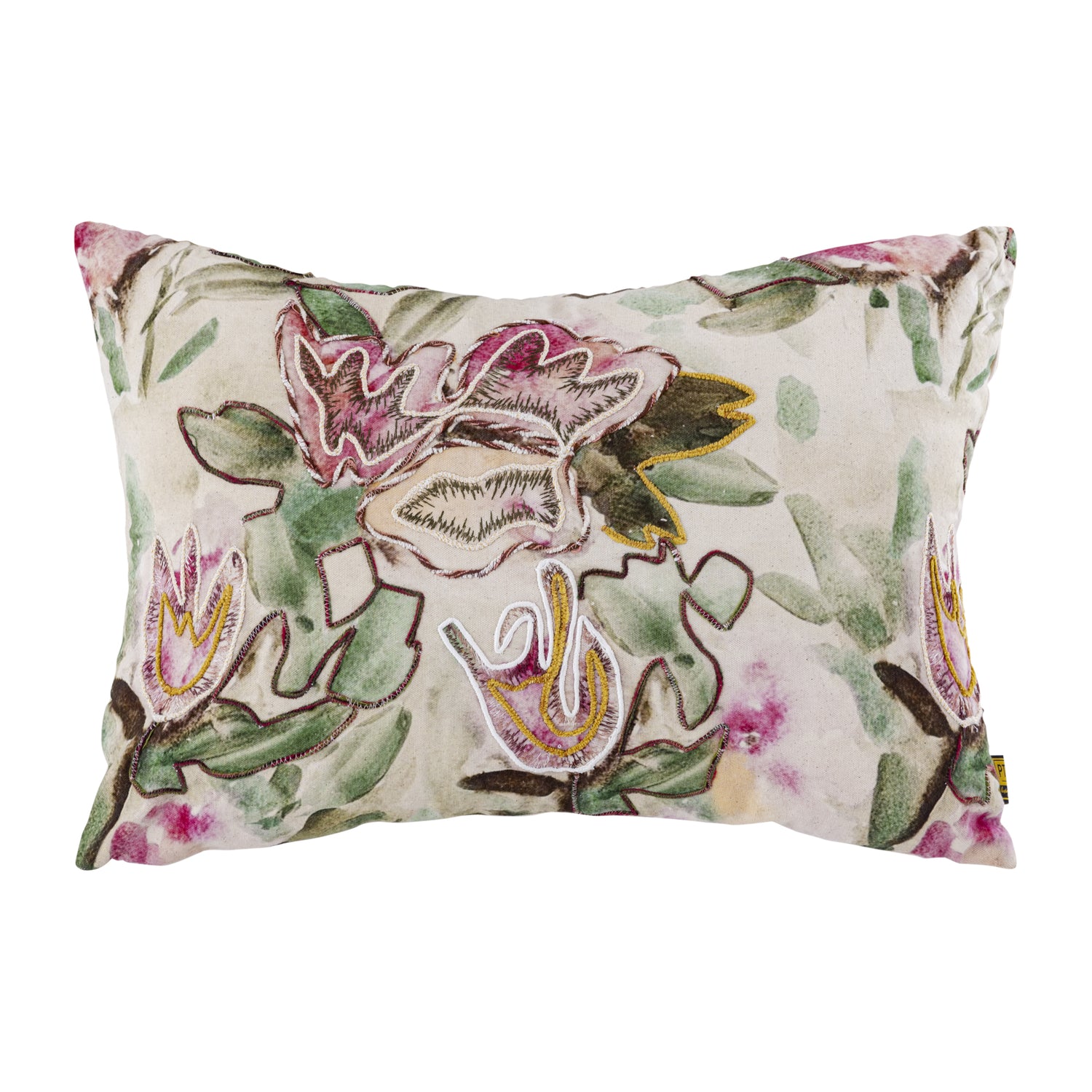 Ayumi Pink Rectangle Cotton Cushion Abstract