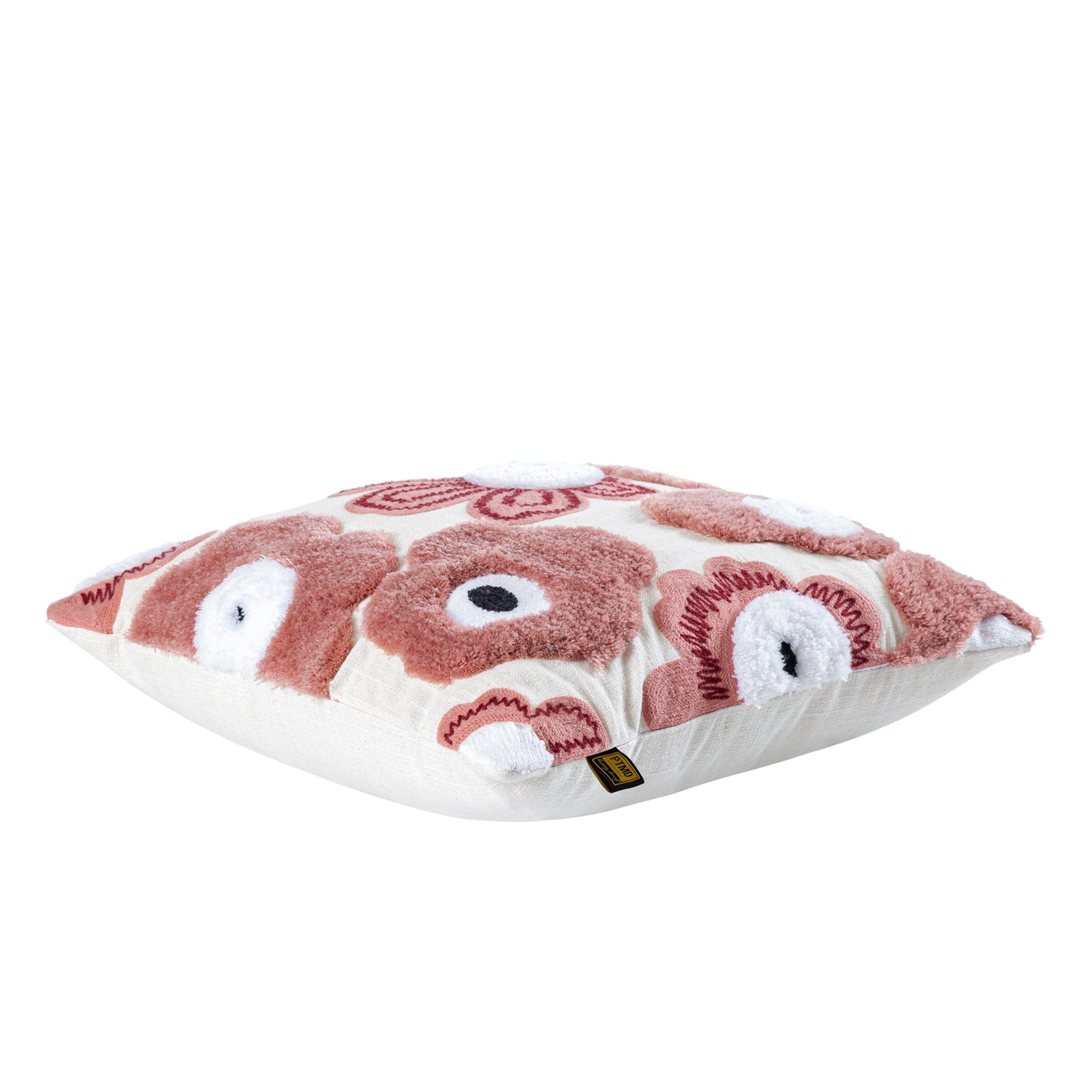 Primuse Pink Square Embroidery Flower Cushion