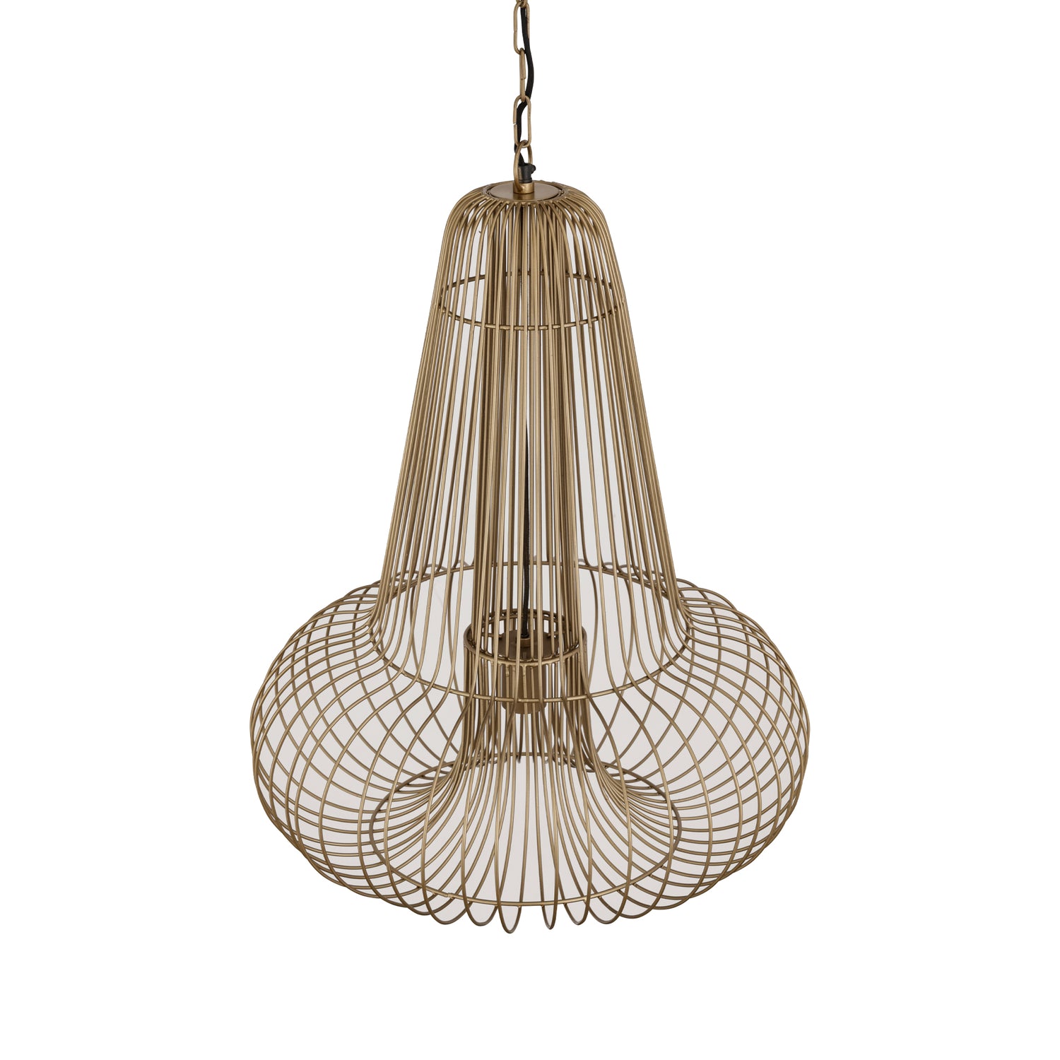 Aluesi Antique Brass Iron Wired Hanging Lamp