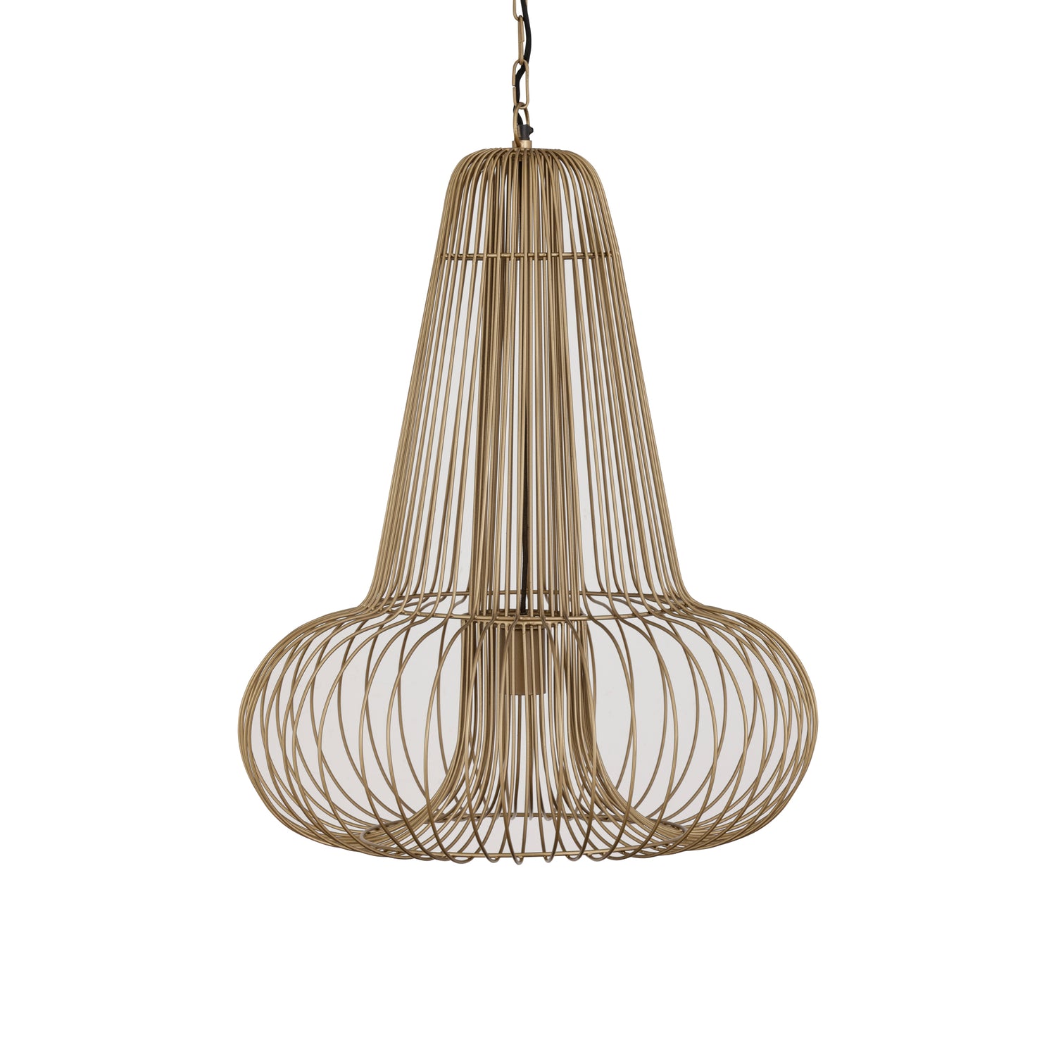 Aluesi Antique Brass Iron Wired Hanging Lamp