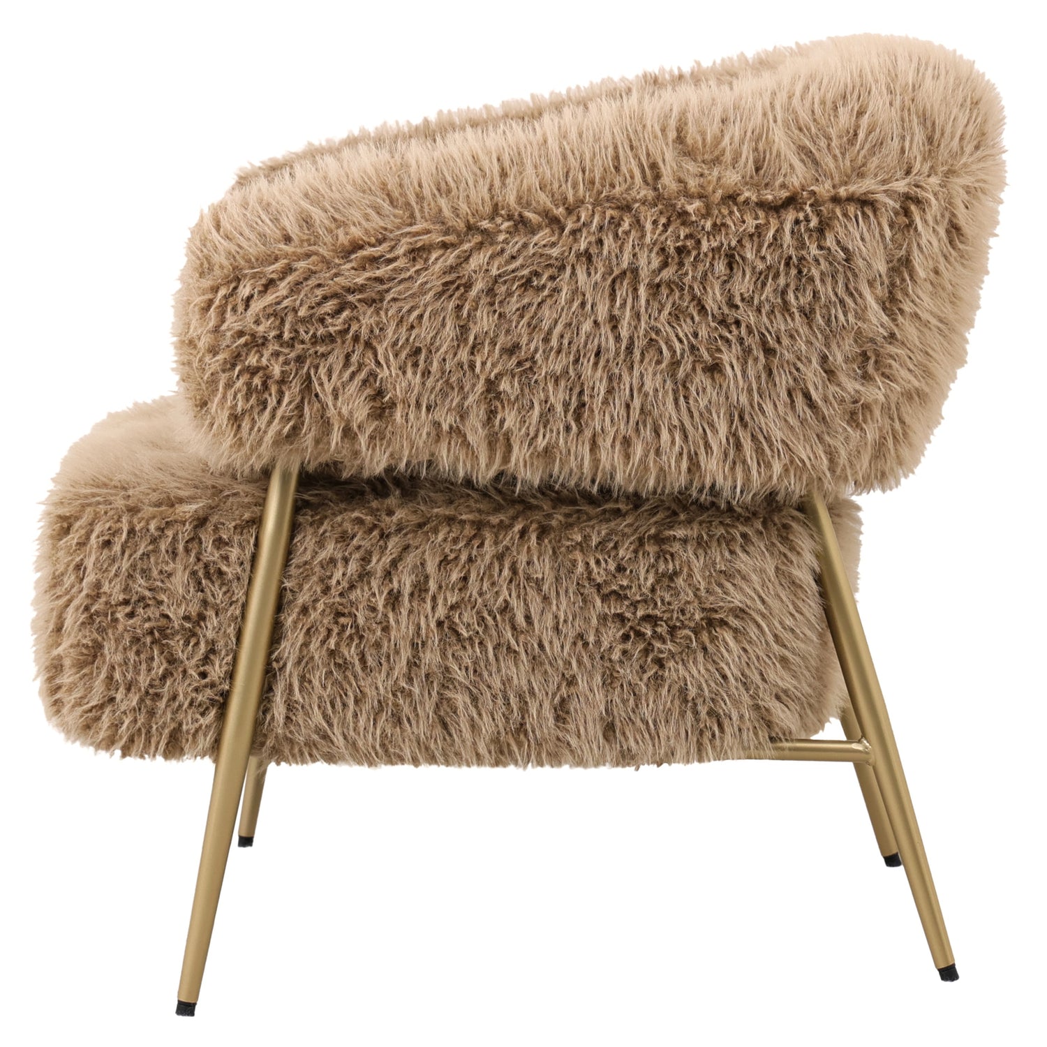 Hair Brown Fauteuil Gold Metal Base