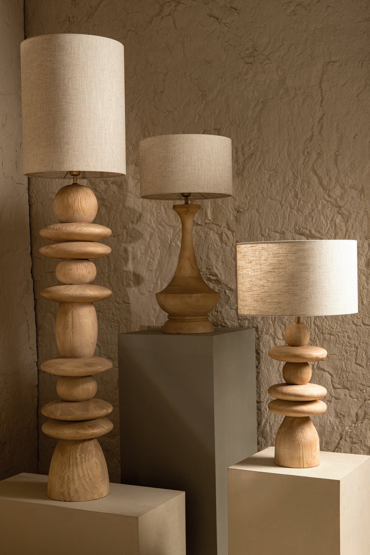 Rivvo Natural Cotton Linen Lampshade Round High