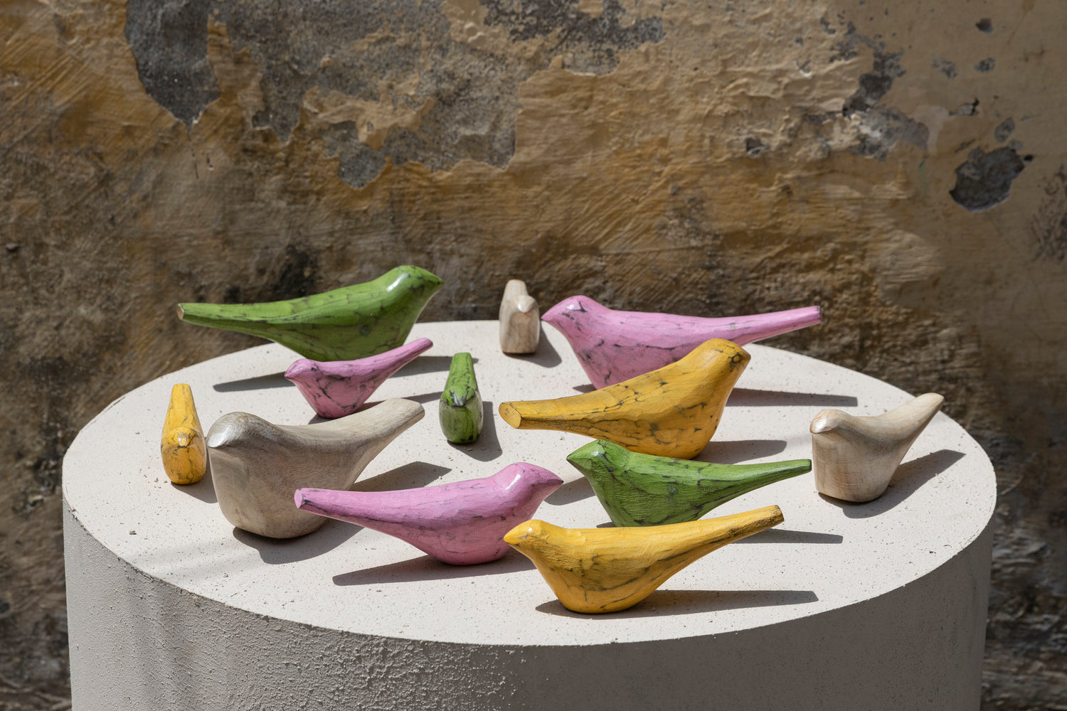 Gracella Yellow Mango Wood Bird Statue L