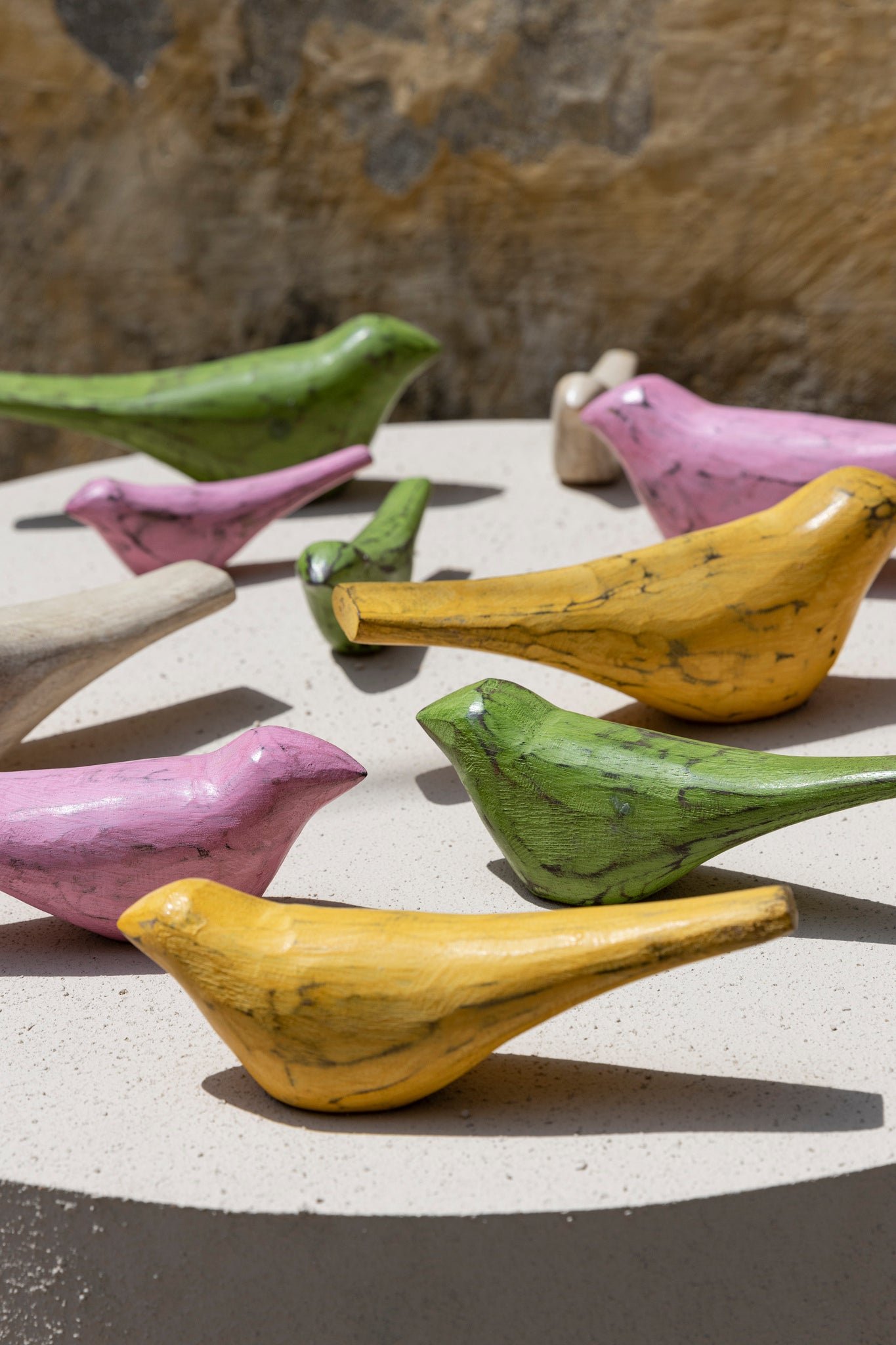 Gracella Yellow Mango Wood Bird Statue L