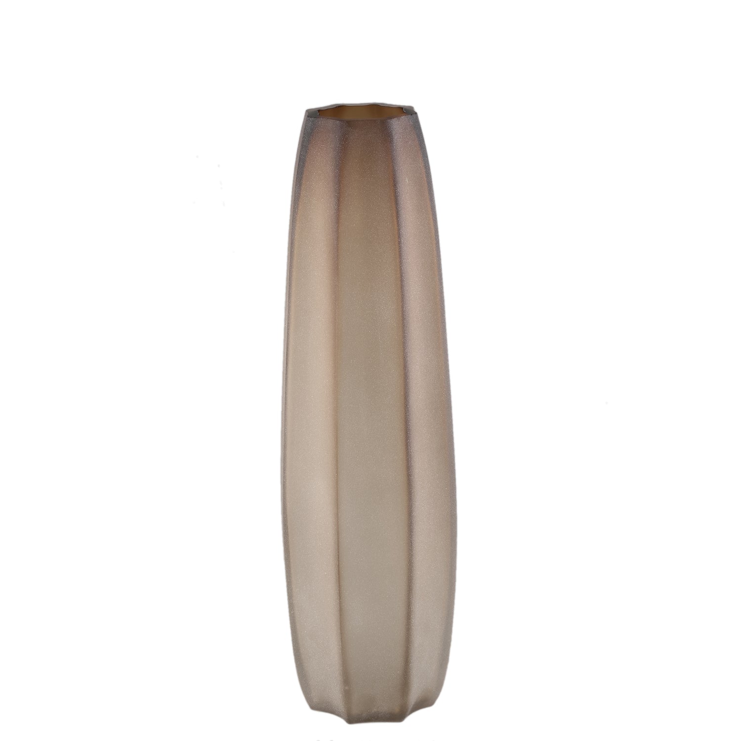 Levente Sand Carved Glass Round Vase Ribbed High