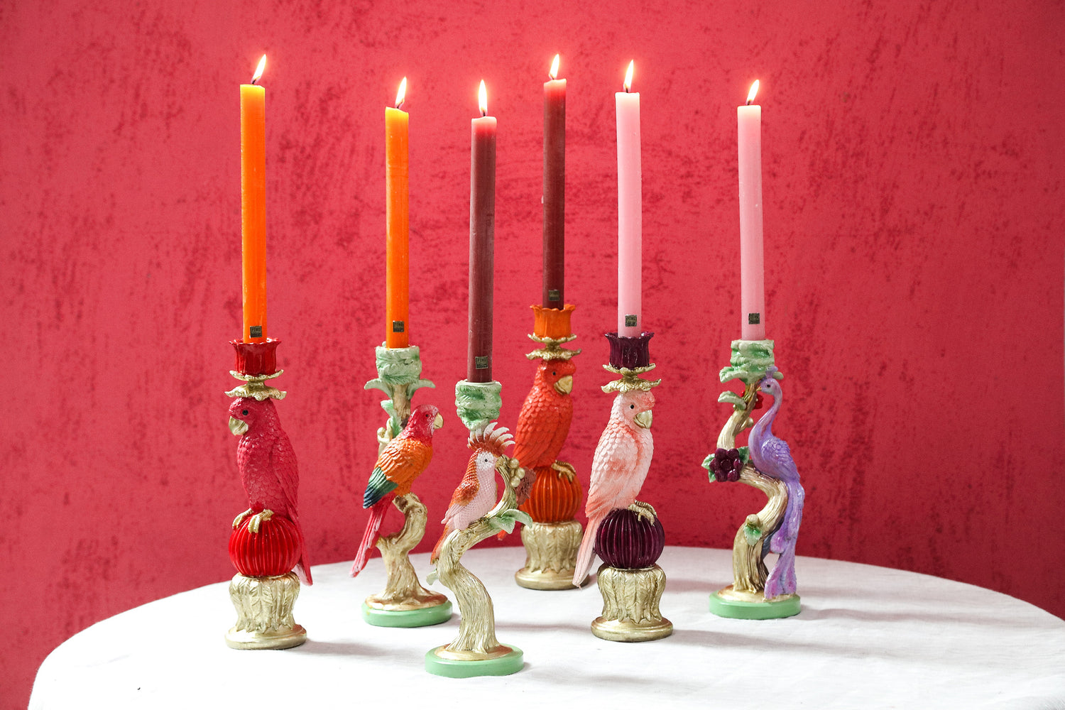 Keyaan Orange Poly Parrot Candleholder Ball Round