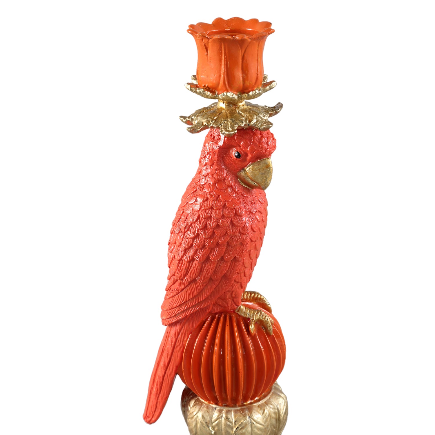 Keyaan Orange Poly Parrot Candleholder Ball Round