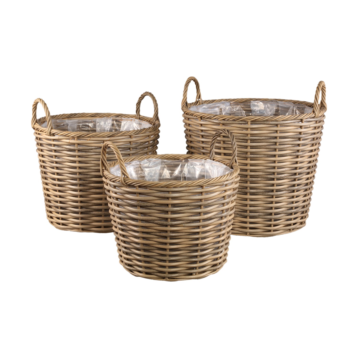 Jezzelle Natural PE Woven Basket High Set Of 3