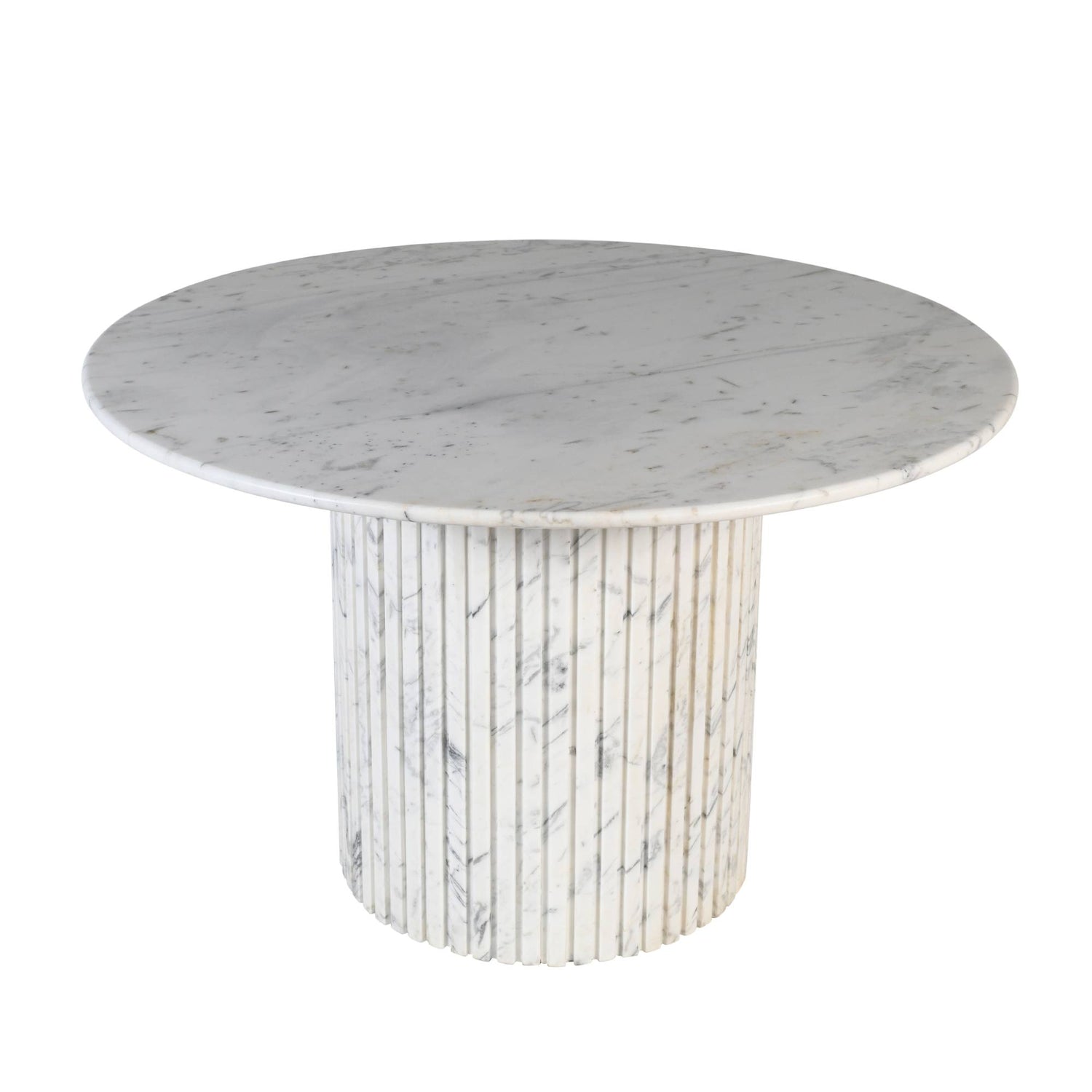 Neelim White Marble Dining Table Ribbed Base Round