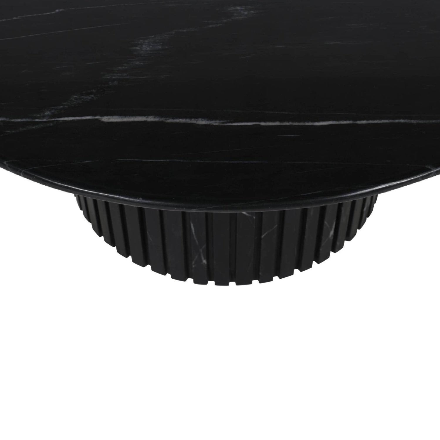 Neelim Black Marble Coffee Table Ribbed Base Round