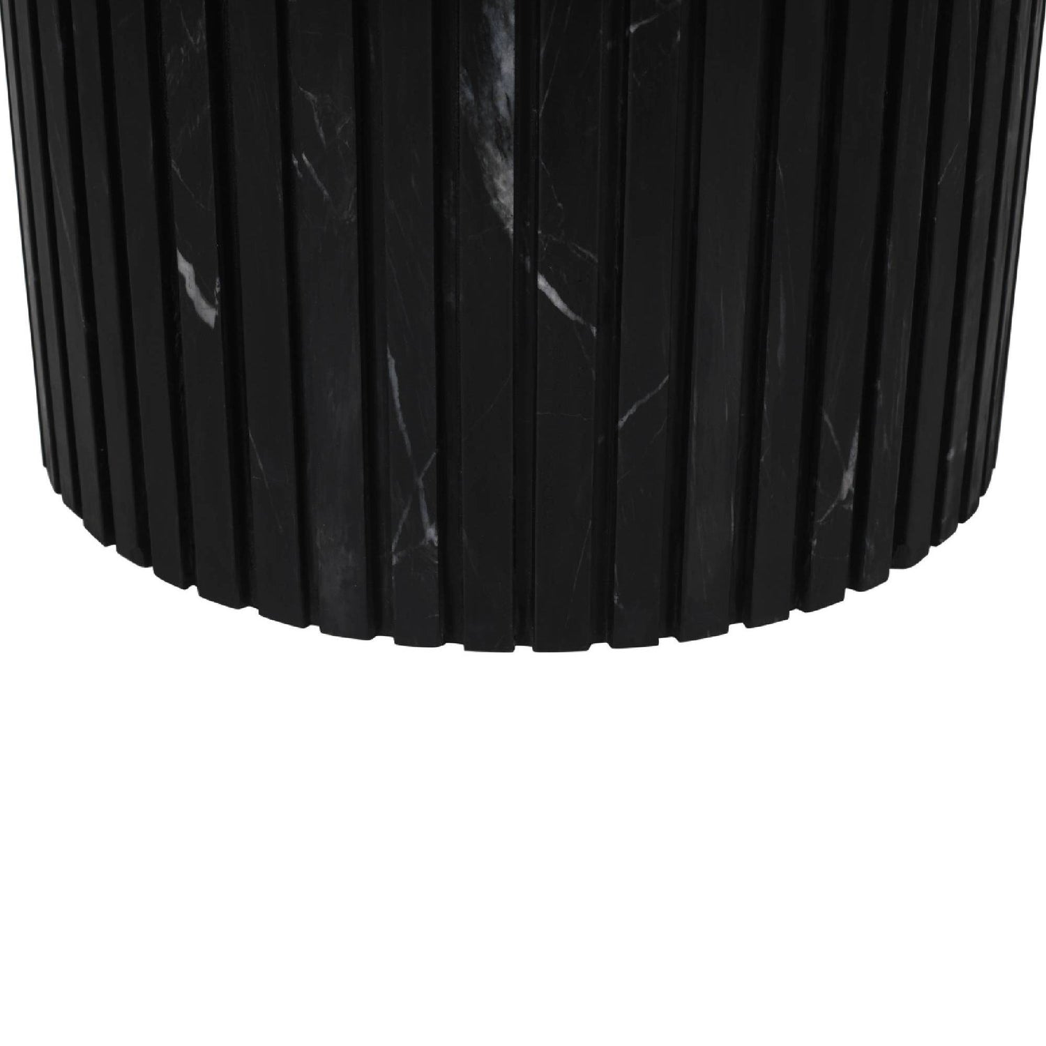 Neelim Black Marble Coffee Table Ribbed Base Round