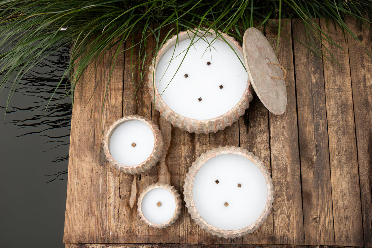 Yasmeene Brown Cement Outdoor Candle L