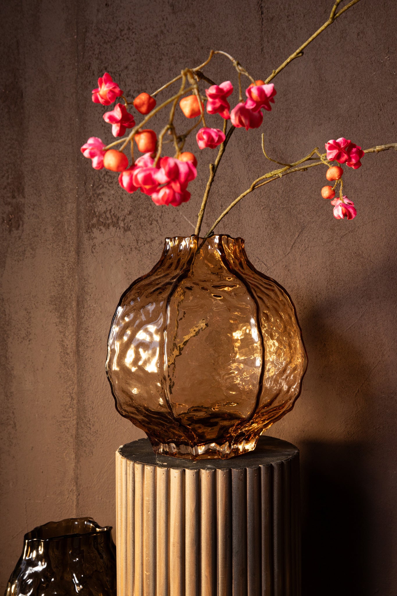 Narin Brown Irregular Shaped Glass Vase S