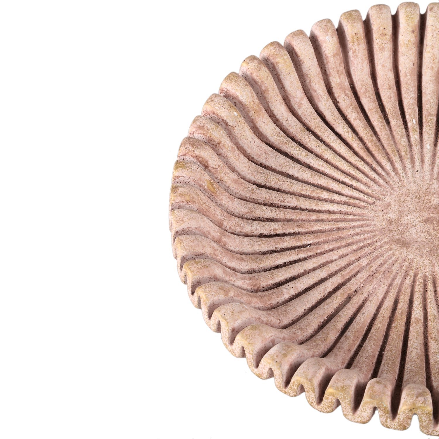 Raffay Brown Cement Round Plate Ribbed Lines L