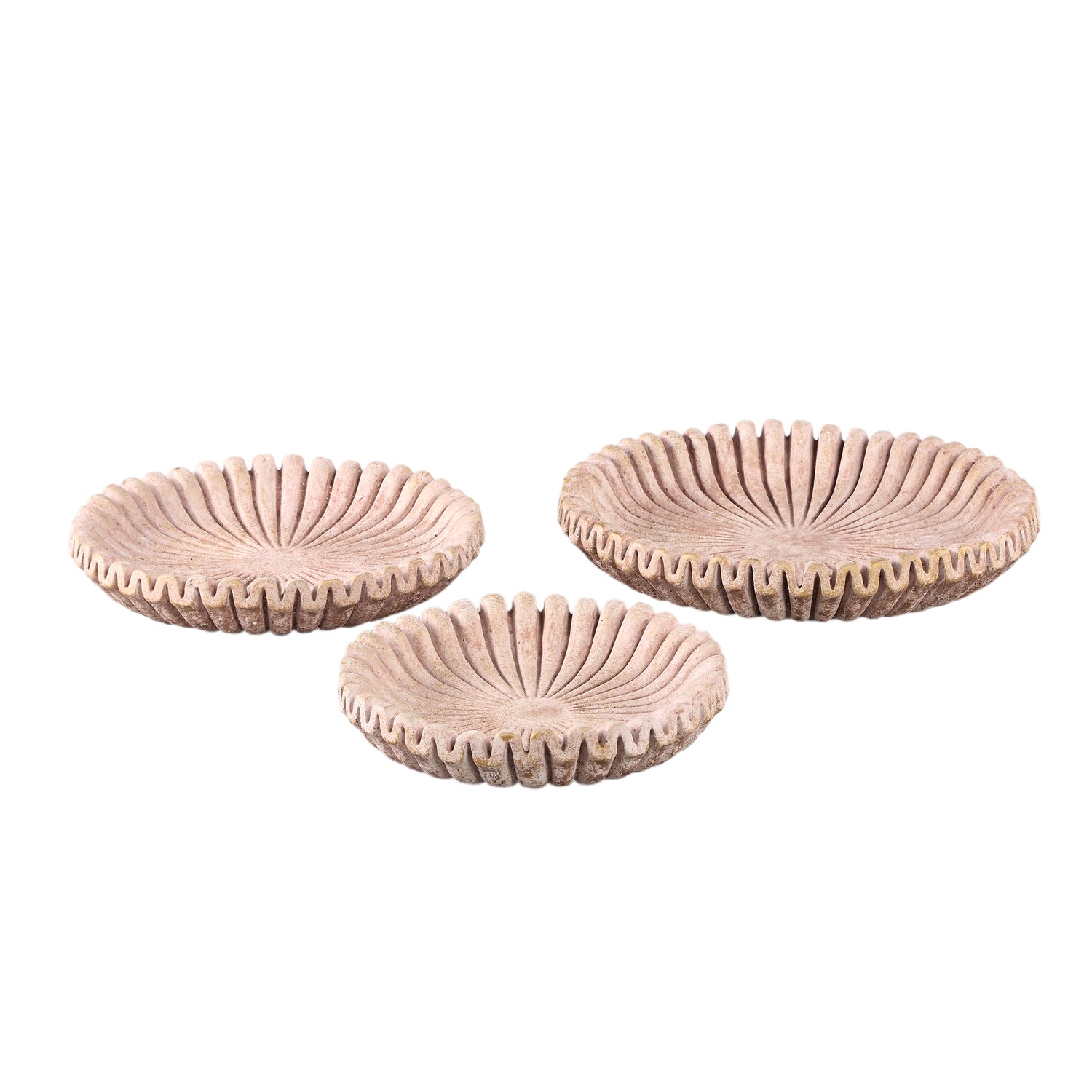 Raffay Brown Cement Round Plate Ribbed Lines L