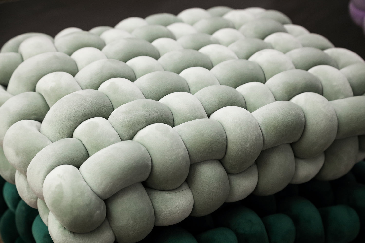 Roa Mint Green Polyester Hand Woven Cushion Rectan