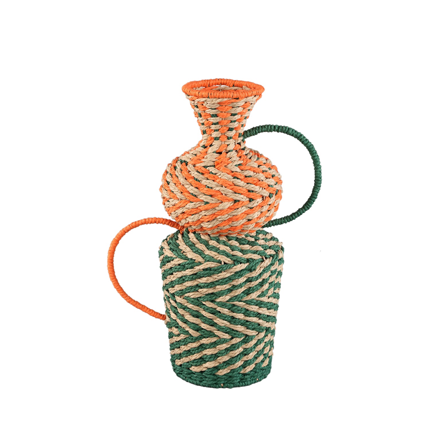 Veraa Green Natural Paper Basket Round With Ears