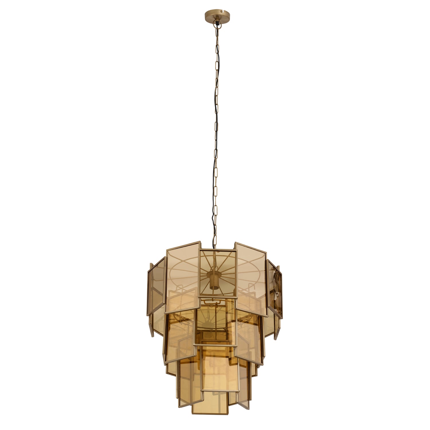Loucas Brass Lustre Glass Hanging Lamp Layers L
