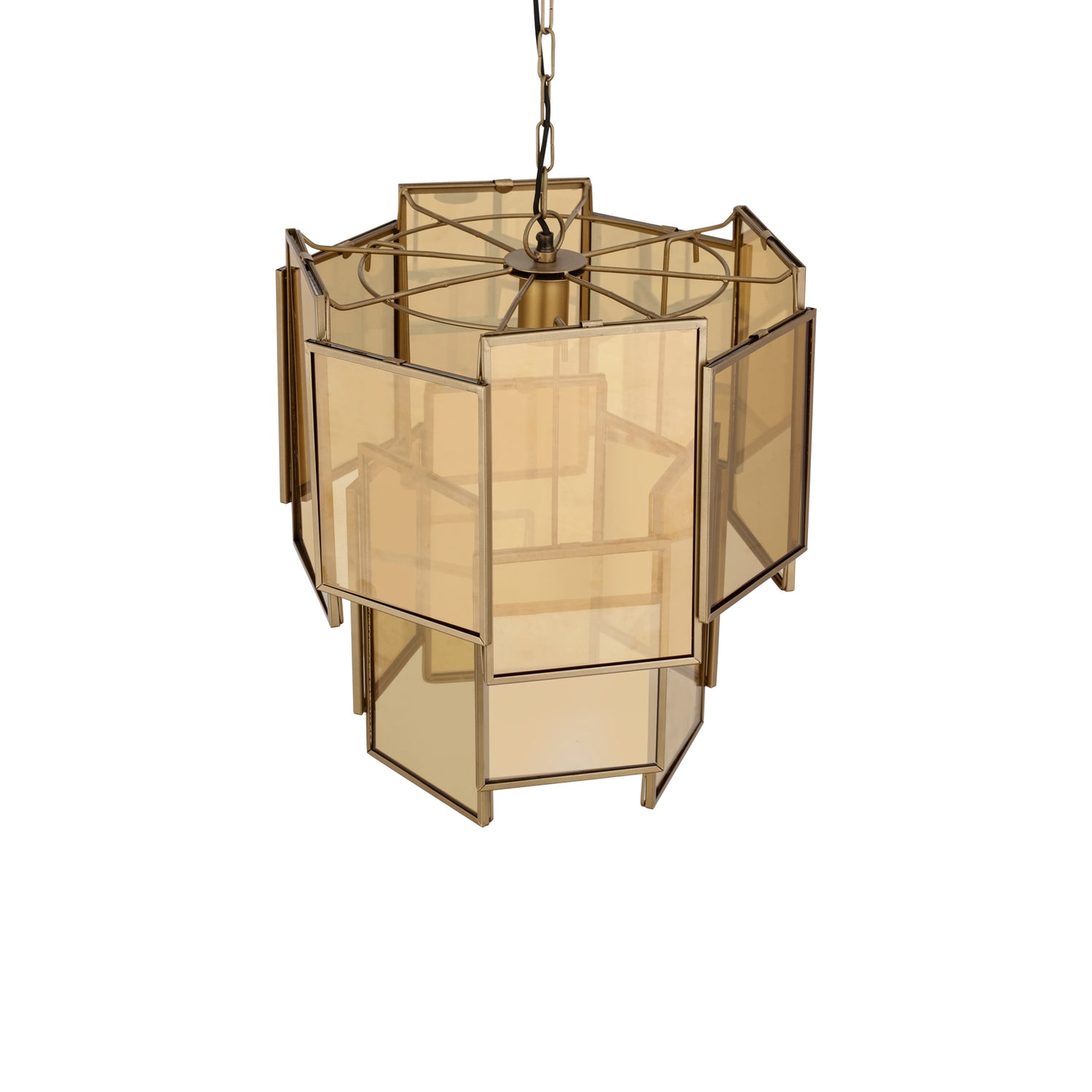 Loucas Brass Lustre Glass Hanging Lamp Layers S