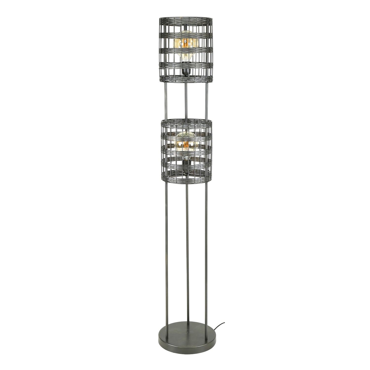 Vloerlamp met 2 Lampen Metal Blinds - 30x30x166 cm - Zwart Nikkel