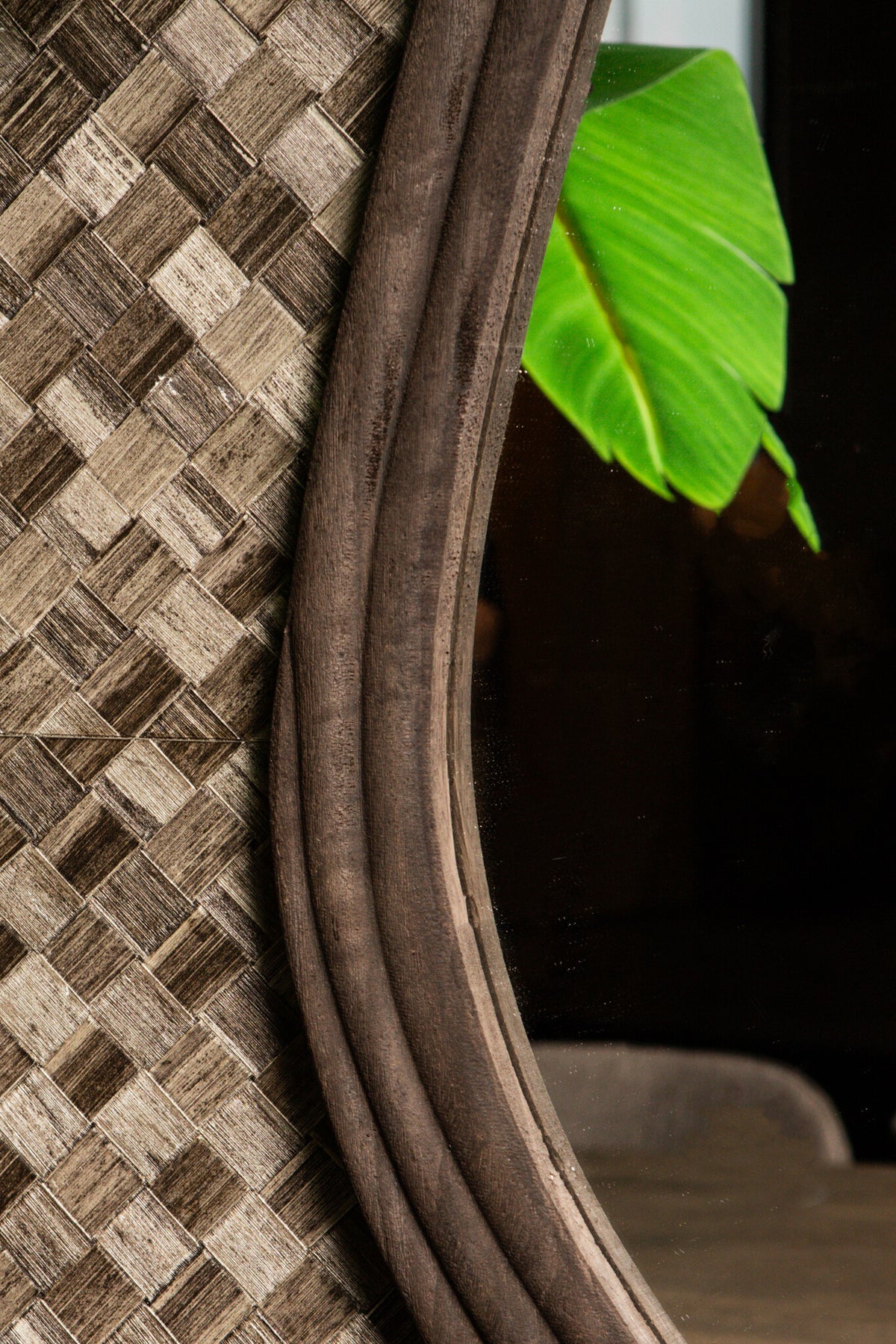 Santin Brown Mango Wood Organic Triangle Mirror